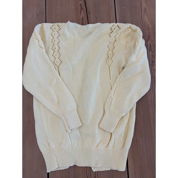 Vintage Butter Yellow Knit Cardigan Button Up Cotton Small - Picture 6 of 6